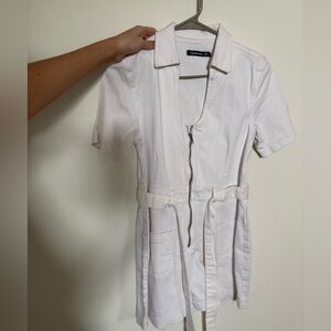 Boohoo White Collared Shirt with Logo Tag